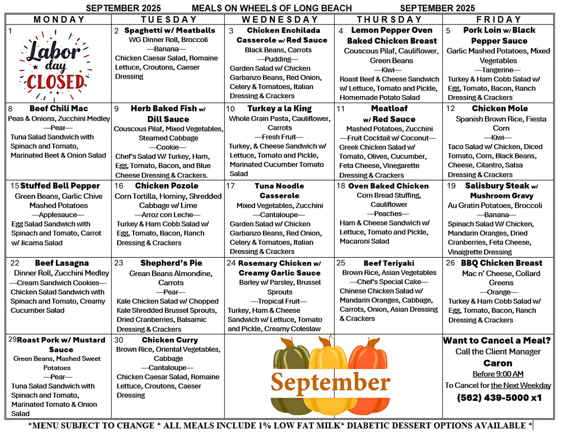 Monthly Menu